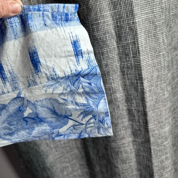 Tuckernuck Safari Toile Blue White Flare Sleeve Dress Size Small - Picture 6 of 11